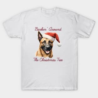 Christmas Belgian Malinois Dog in Santa Hat T-Shirt